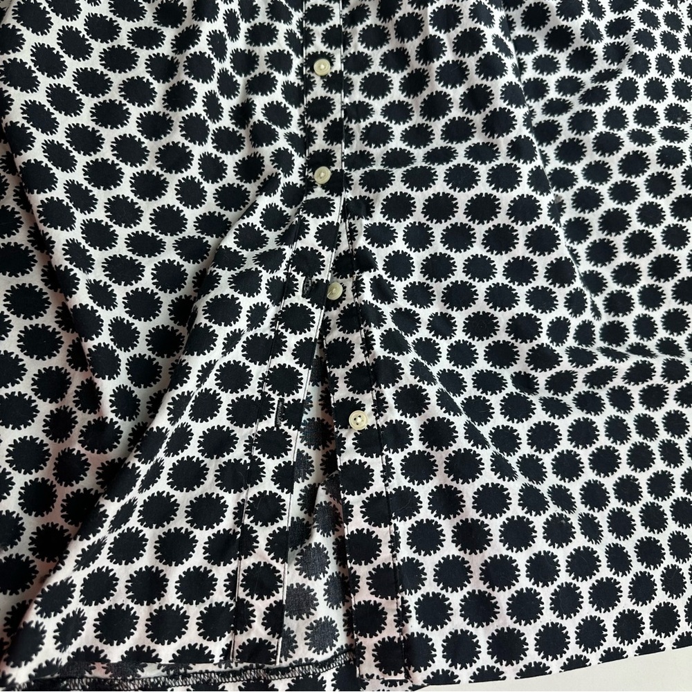 Talbots Shirt Dress Womens 16 Black Ivory Dot Print Short Sleeve Pockets - Picture 7 of 11